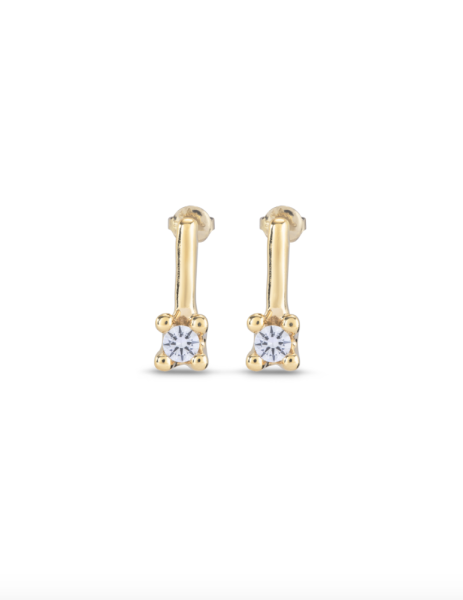 UNOde50 Gold Drop Earrings with Clear Zirconia